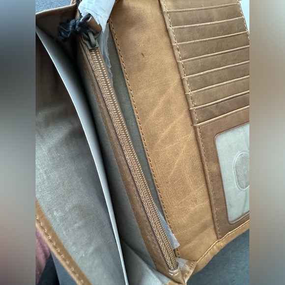 NWT Frye Long Basket Woven Amber Leather Wallet - Picture 9 of 12